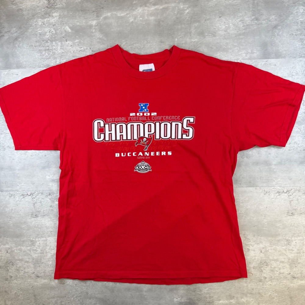 Vintage Tampa Bay Buccaneers 2002 NFC Champions T-Shirt Red CSA Size Large